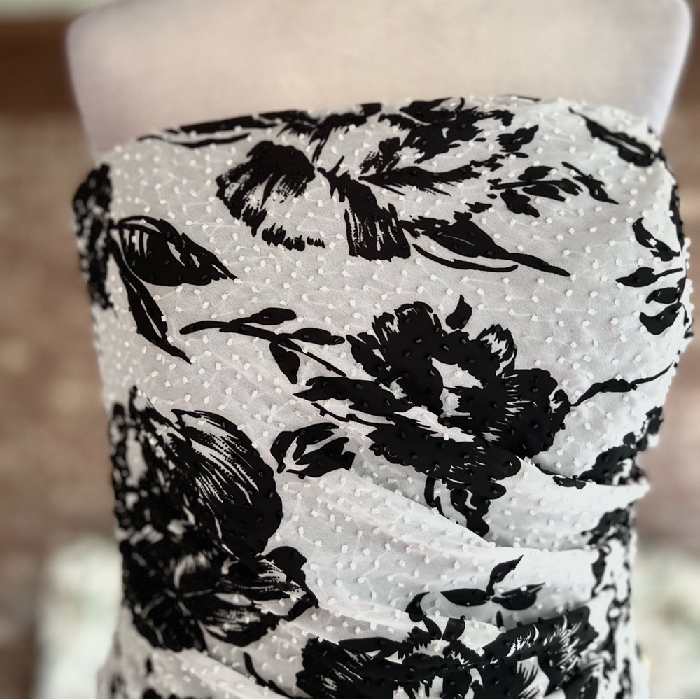 Lillie Rubin Vintage Beaded Strapless White Black Floral Evening Dress 10 Glam - Picture 3 of 16